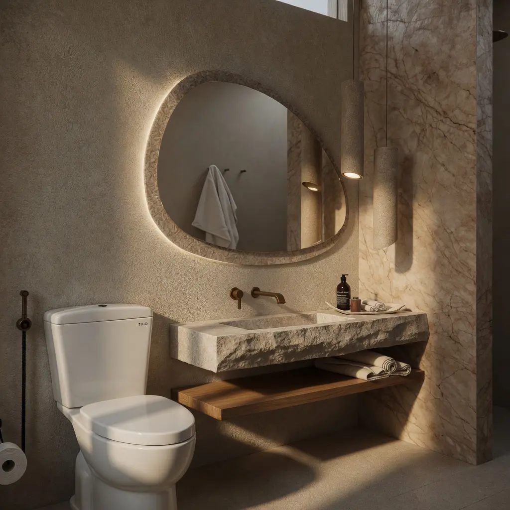 Konekt villa bathroom with stone finishes, Kuta Lombok investment property
