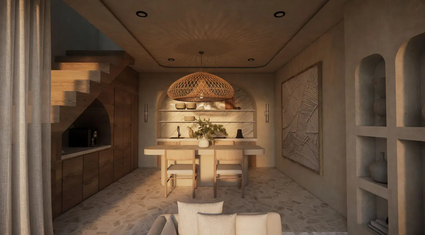 Konekt villa kitchen with timber joinery, Lombok property investment