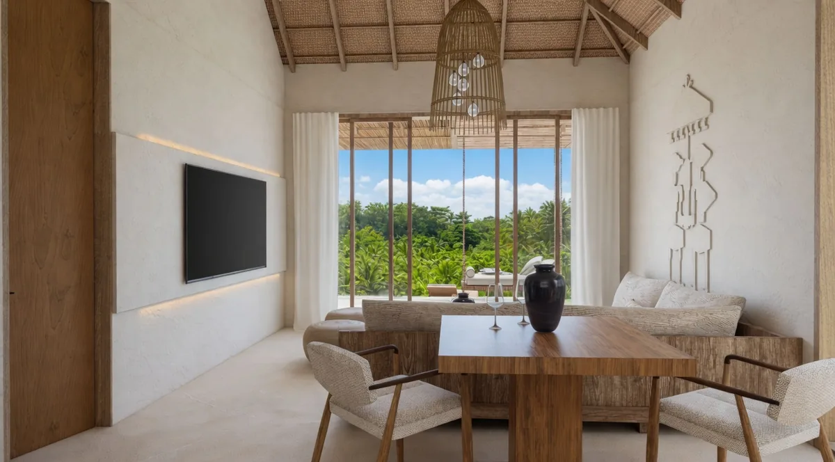 Konekt 1 Bedroom Villa open living and dining area, Kuta Lombok